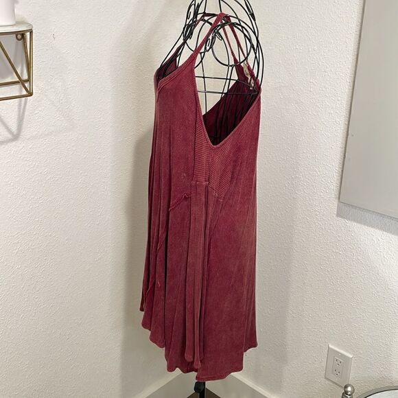 Blu Pepper maroon cold shoulder top/dress | size S - Picture 5 of 8